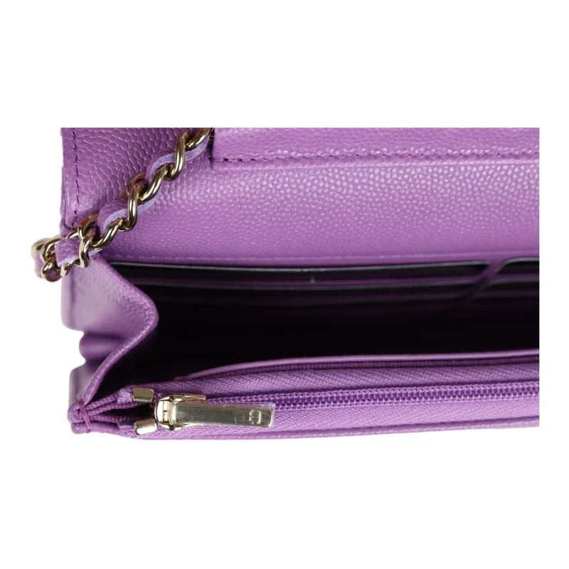 CHANEL Shiny Caviar Calfskin Wallet On Chain, Flap Bag, Shoulder Bag, Crossbody Bag Women's Purple-8