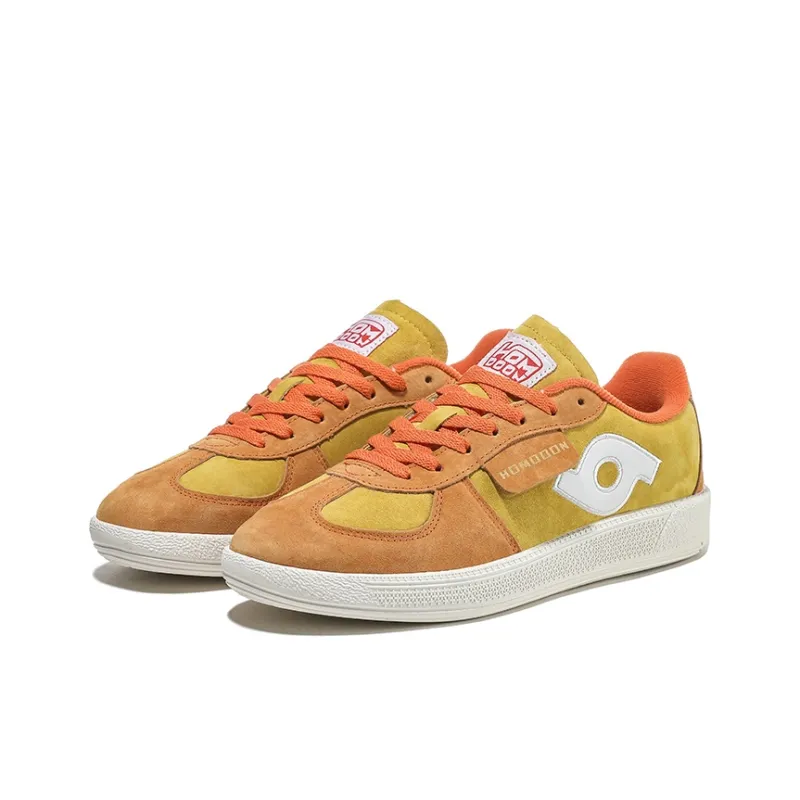 HOMDOON Anti Slip Wear Resistant Low Top Skateboard Shoes Unisex Orange Yellow-2