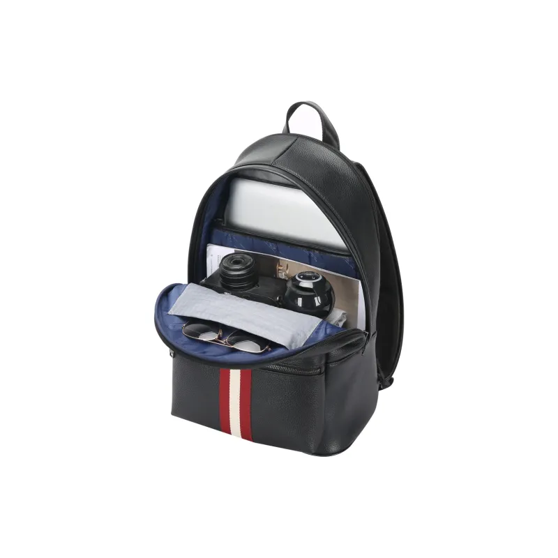 BOPAI Top Grain Cow Leather Backpack Laptop Bags Regular Unisex Black White Red-2