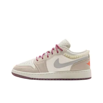 Jordan Air Jordan 1 LOW Anti Slip Wear Resistant Low Top Kids' Skateboarding Shoes Sail White Teenagers