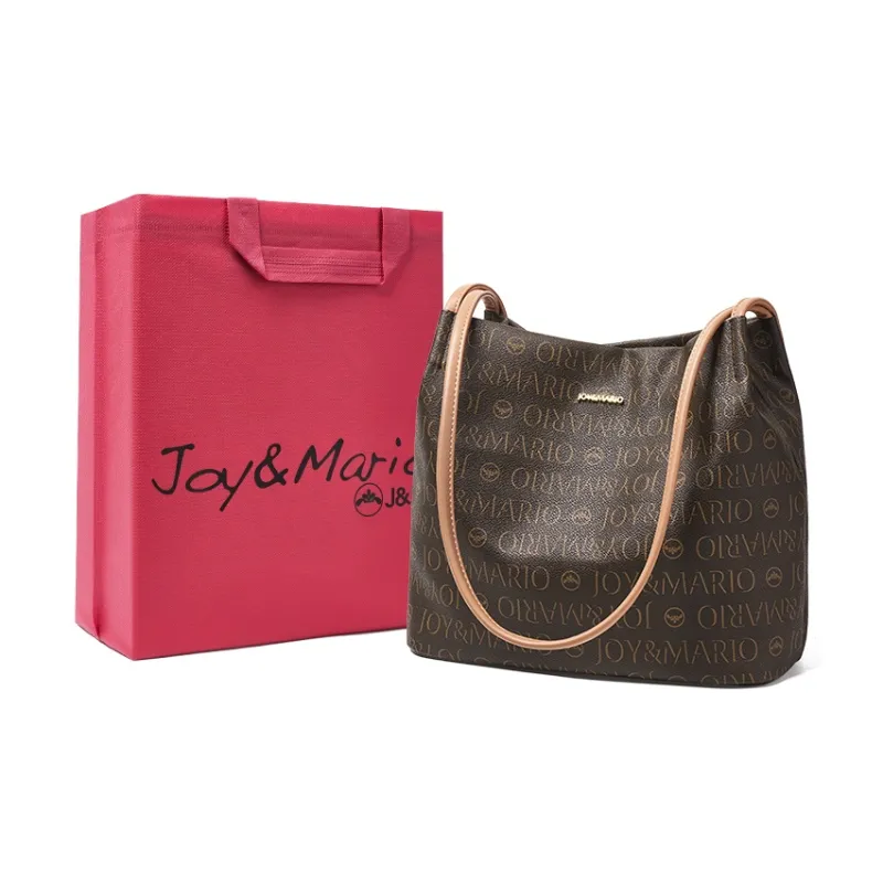 Joy&Mario PVC Tote Bag Shoulder Bag Regular Large Size Women's Ecru/Coffee-4