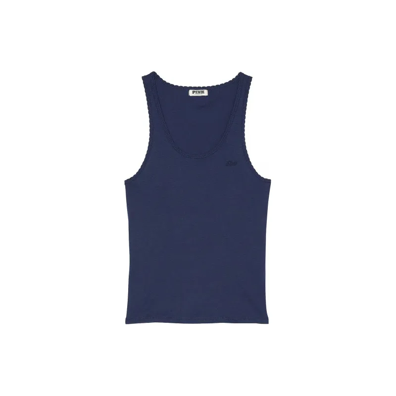 Victoria's Secret PINK Spill-the-Tea Cotton Tank Top / Midnight Navy Tank Tops Women's Midnight Marine-0