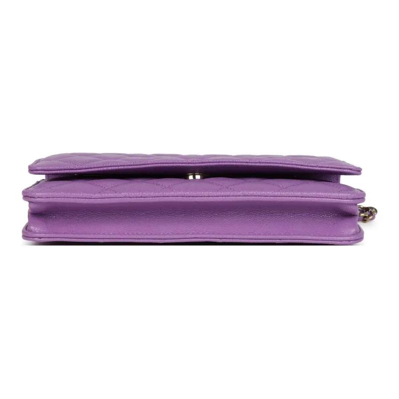 CHANEL Shiny Caviar Calfskin Wallet On Chain, Flap Bag, Shoulder Bag, Crossbody Bag Women's Purple-5