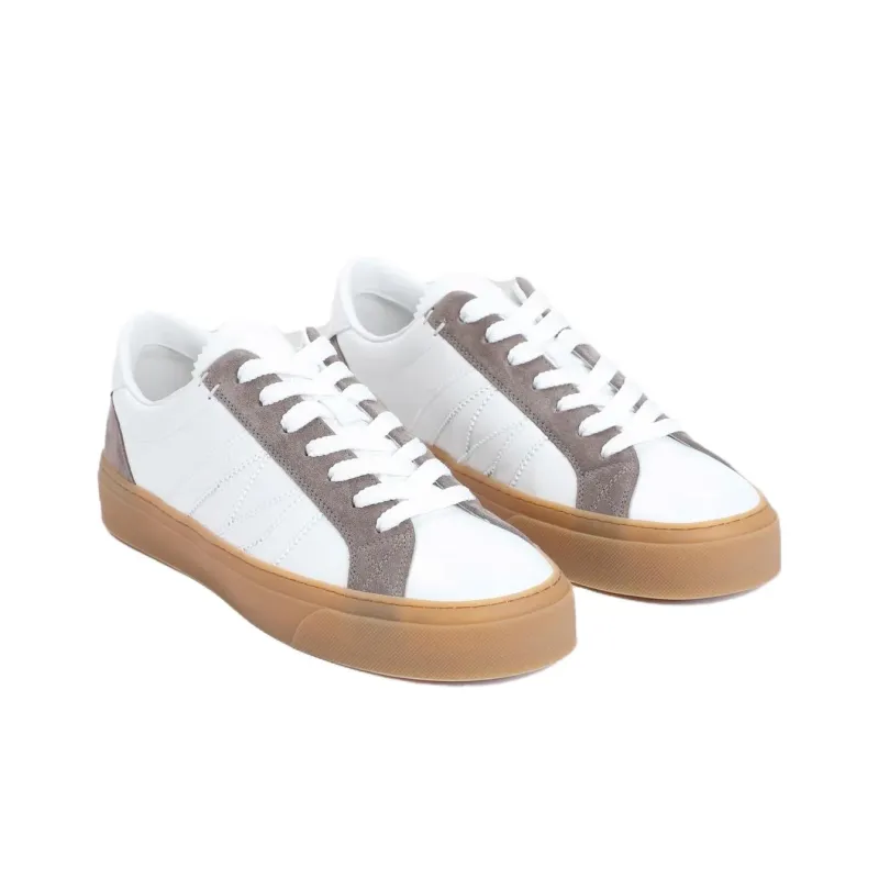 Moncler Monaco M Low Top Skateboard Shoes 3cm Men's White-4