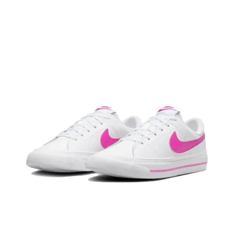 Nike Court Legacy Anti Slip Wear Resistant Low Top Kids' Skateboarding Shoes Pink White Teenagers-2