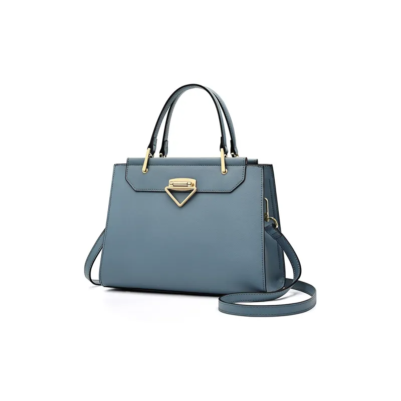 PIERPOLO Split Cow Leather Kelly Handbag Mom Bag Regular Women's Ecru/Gray Blue-2