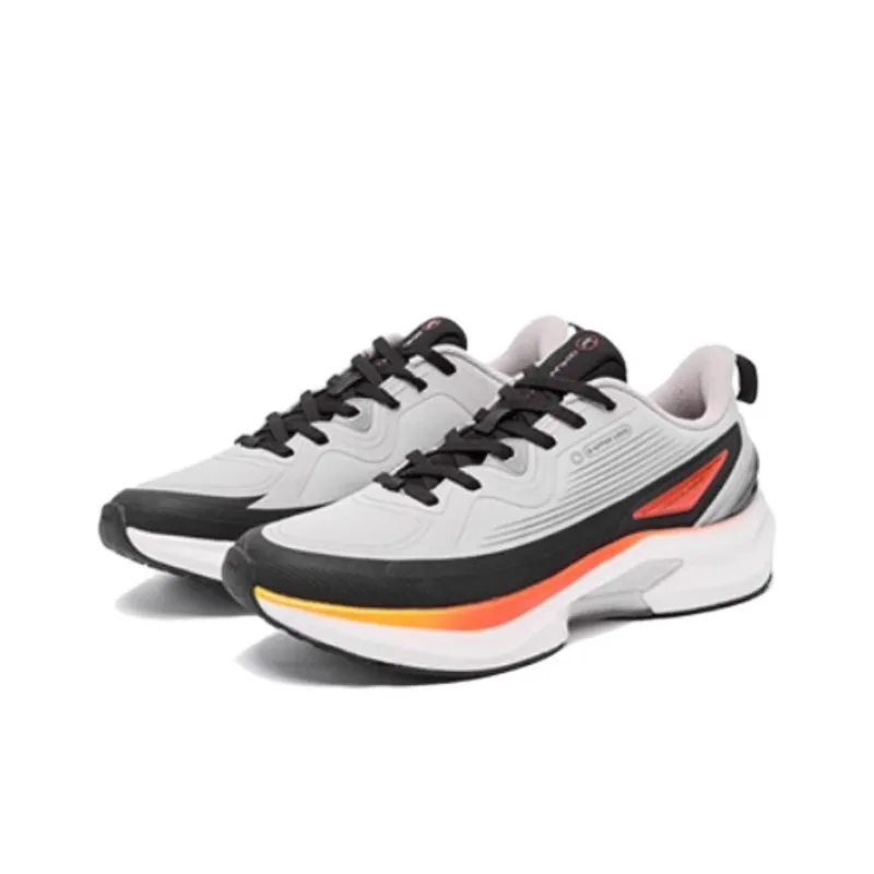 QIAODAN Cushioned Wear Resistant Breathable Low Top Casual Running Shoes Men's Gray White-1