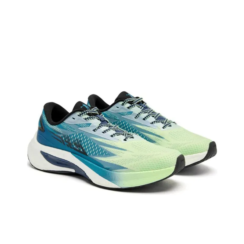 QIAODAN Flying Shadow 4.0 Coverage Rebound Slip Resistant Low Top Marathon Running Shoes Men's Green Blue-3
