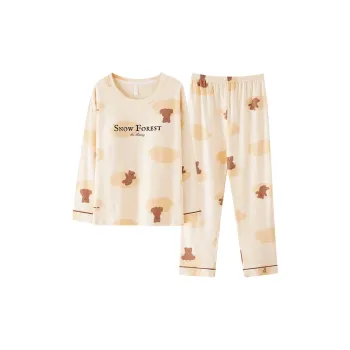 Pretty Lady Pajama Set Women's Apricot Letter