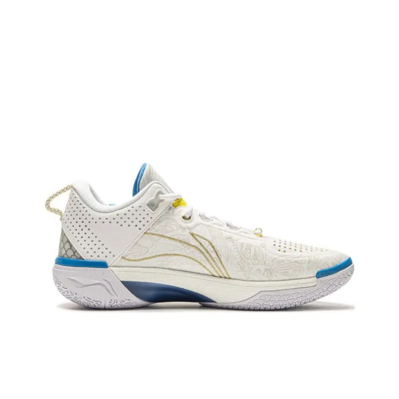 LINING Wode Phantom 6 Basketball Shoes Men Low Top White Blue-1