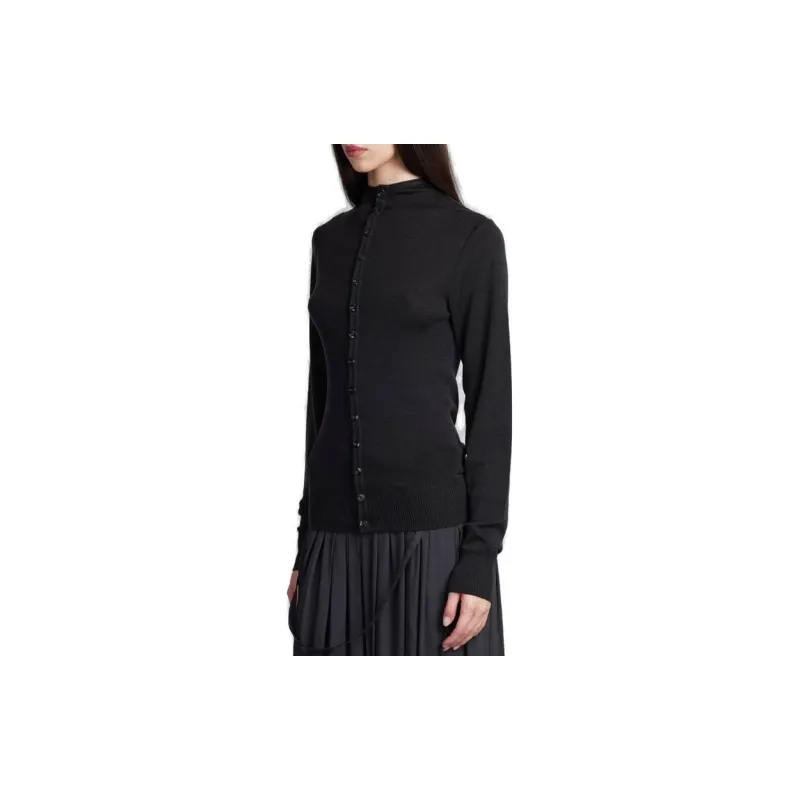 Lemaire Fitted Seamless Cardigan 'Granite Black'-2