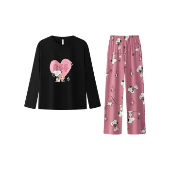 Gongdie x SNOOPY/ Pajama Set Women's Black