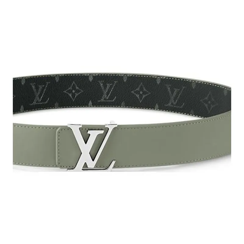 LOUIS VUITTON Canvas Leather Belts Unisex Gray 4cm-2