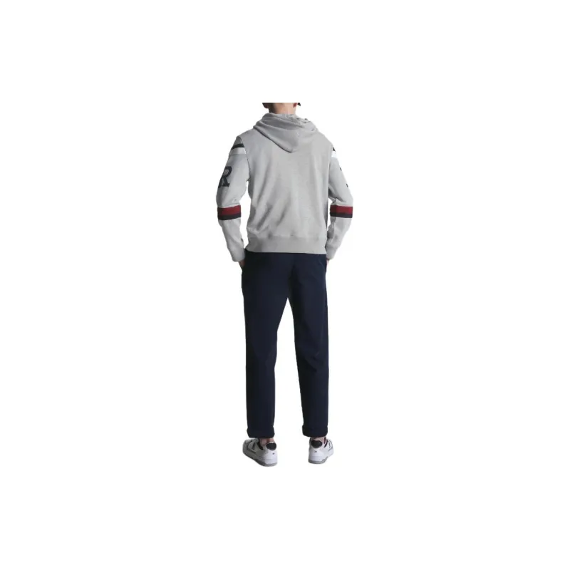 Tommy Hilfiger Global Stripe Hilfiger Monotype Logo Hoody Sweatshirt Men's Light Gray-2