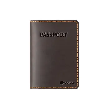 COTECi Top Grain Cow Leather Passport Holder Regular Unisex Coffee