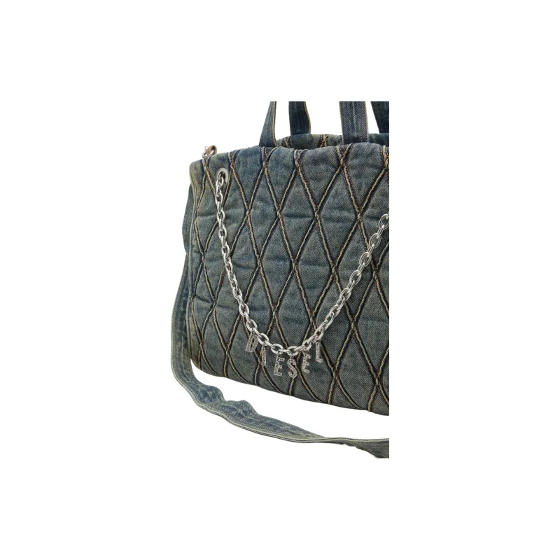 DIESEL Denim Tote Bag, Shopping Bag, Shoulder Bag, Crossbody Bag, Handbag Women's Blue-4
