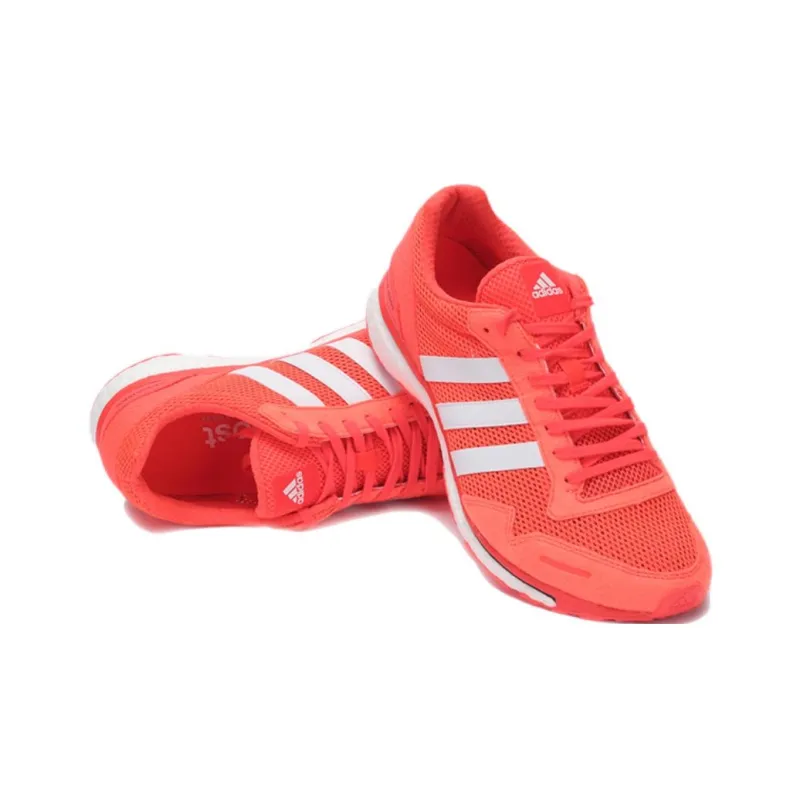 Adidas Adizero Adios SMC Anti-Slip Wear-Resistant Low-Top Running Shoes Unisex Fluorescent Red-2