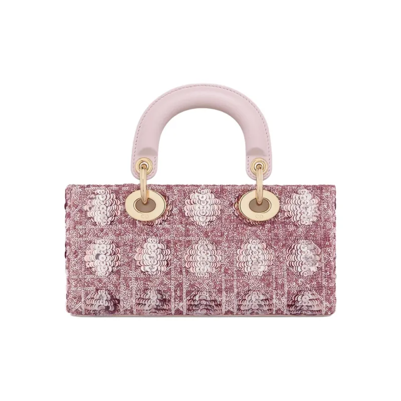 DIOR Lady Dior Cotton Shoulder Bag Crossbody Bag Handbag Small Size Women's Pink-4