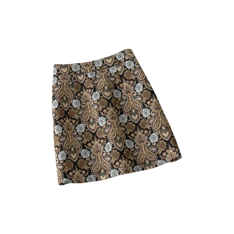 Cypress House Casual Short Skirts Women's Black Yellow Pattern-1