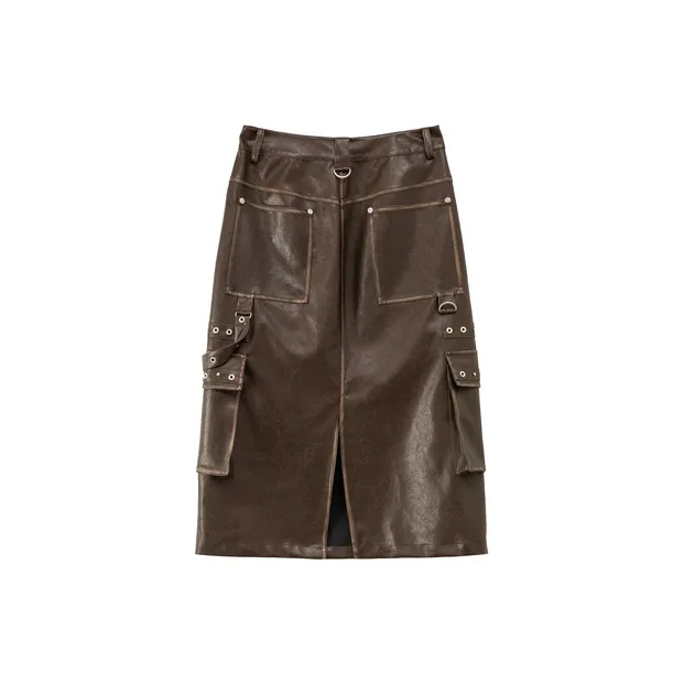 NO ONE ELSE Casual Short Skirts Women's Coffee-1