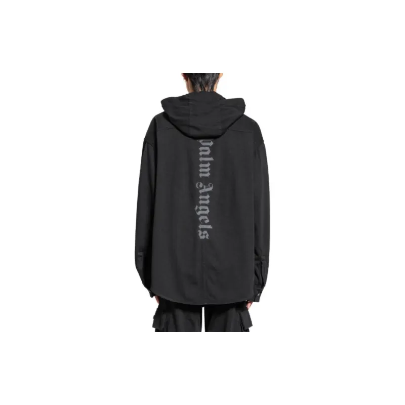 PALM ANGELS Logo Printed Drop Shoulder Hoodie-1