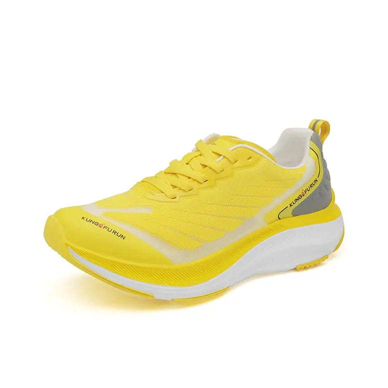 Kung Fu Run Cushioning, Slip Resistant, And Abrasion Resistant Low Top Running Shoes Unisex Yellow White-2