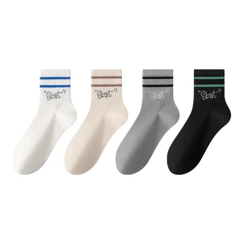 MIIOW Mid Calf Socks Unisex 4 Pack