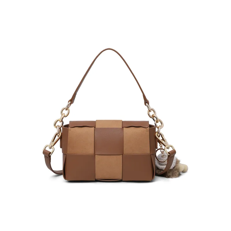 C°BANNER Synthetic Leather, Cow Split Leather One Shoulder Handbag, Crossbody Bag Regular Women's Brown-3
