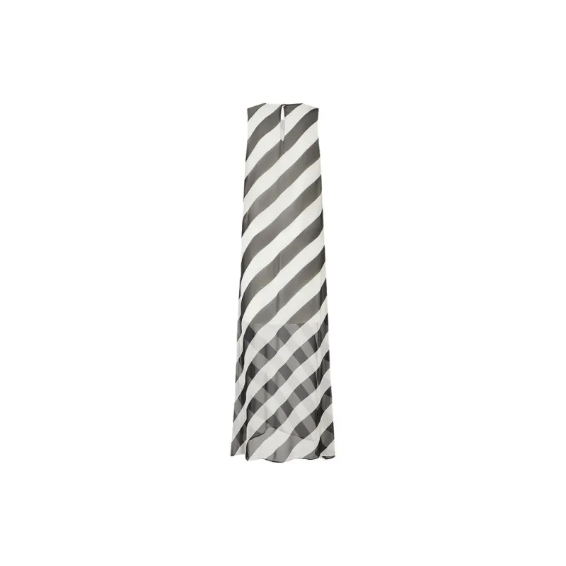MOCO Sleeveless Dress Women's Black Apricot Stripes-1