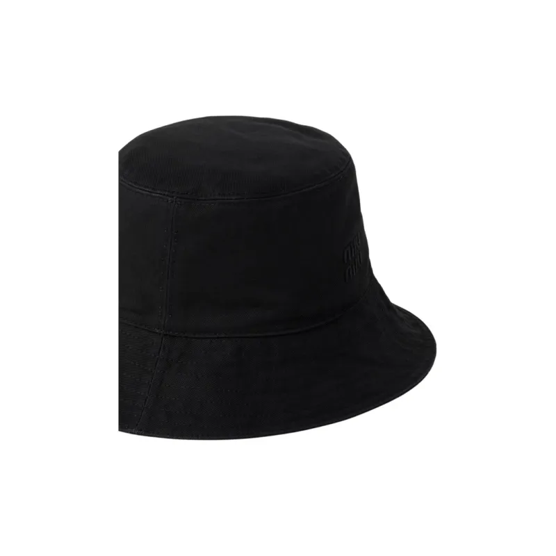 MIU MIU Gabardine Bucket Hats Unisex Black-2