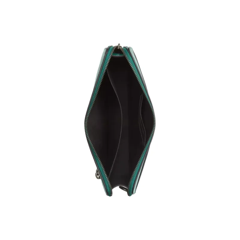 COACH Litchi Grain Leather Clutch Medium Size Men's Green-2
