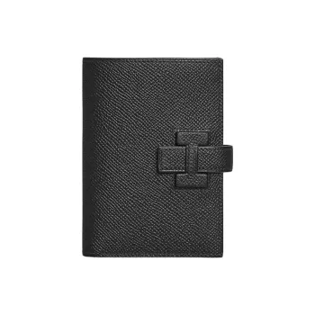 HERMES H Passant Epsom Leather Wallet Women's Black