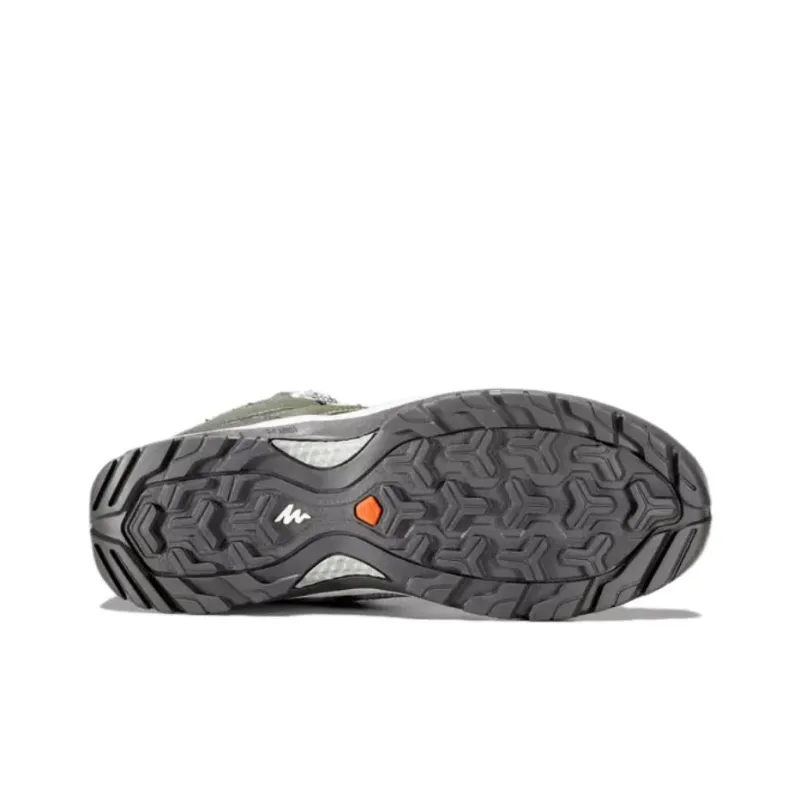 DECATHLON Slip-Resistant Water-Resistant Mid-Top Trekking Shoes Women's Khaki Green-3
