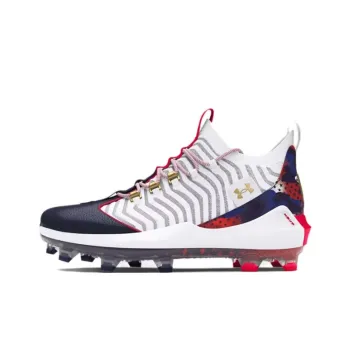 Under Armour Anti Slip Wear Resistant Mid Top Baseball Shoes Men's White Blue