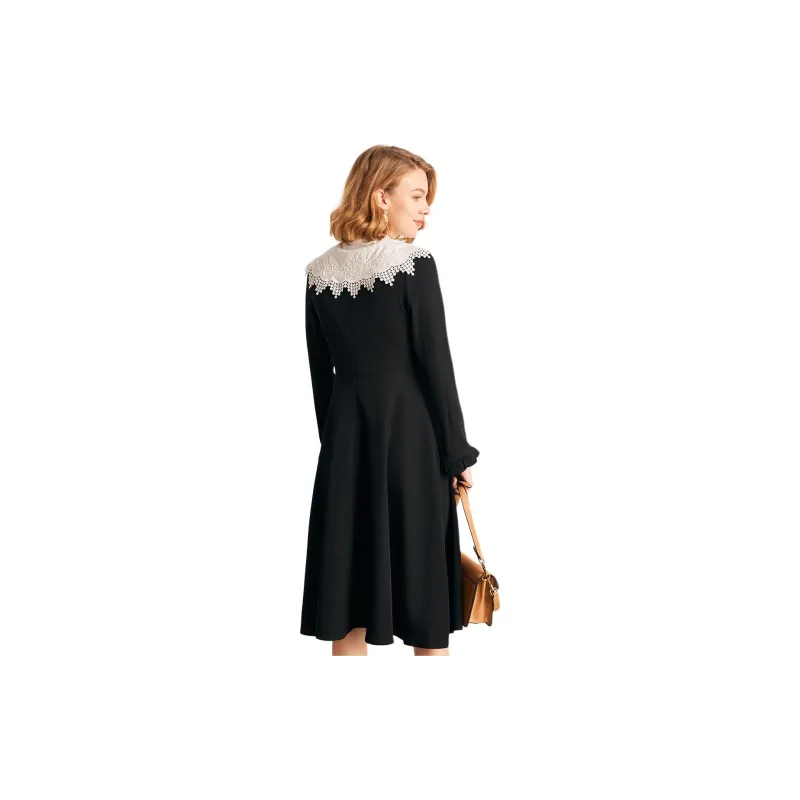 FOREVER 21 Long Sleeved Dress Women's Black-1
