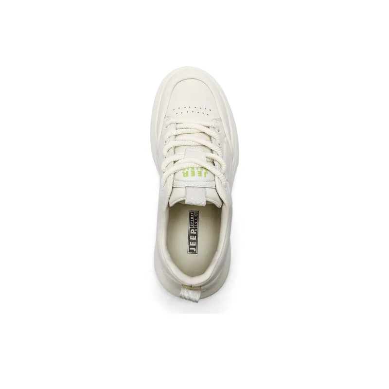 JEEP SPIRIT Slip Resistant Water Resistant Height Increasing Low Top Skateboard Shoes Men's Polar White-3