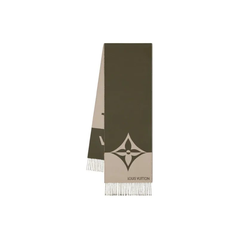 LOUIS VUITTON Sheep Wool Knit Scarves Men's Green-0