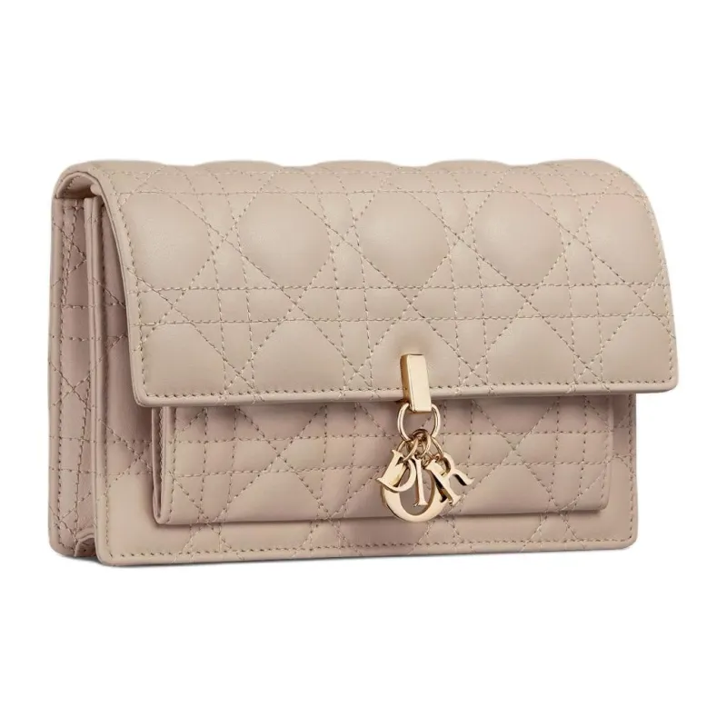 DIOR Lambskin Shoulder Bag, Crossbody Bag Women's Pink Beige-2