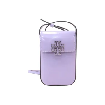 TORY BURCH Leather Crossbody One Shoulder Cell Phone Pouch Women's Lavender Purple