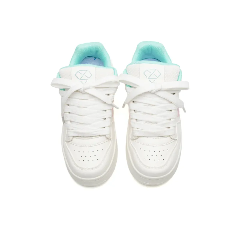 OAOQ Gift Box Set Low Top Skateboard Shoes Unisex White Pink Moon-4