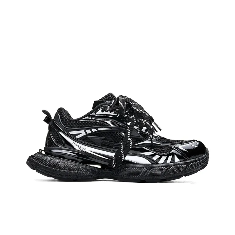 Crow Bear Chunky Sneakers Unisex Low Top Black-1