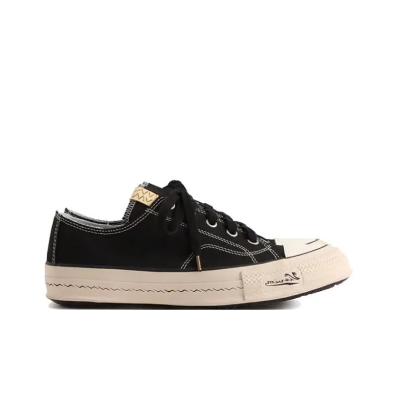 Visvim Abrasion Resistant Low Top Canvas Shoes Men's Black-1