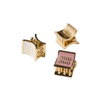 MIU MIU Metal Hair Clips Women's Gold