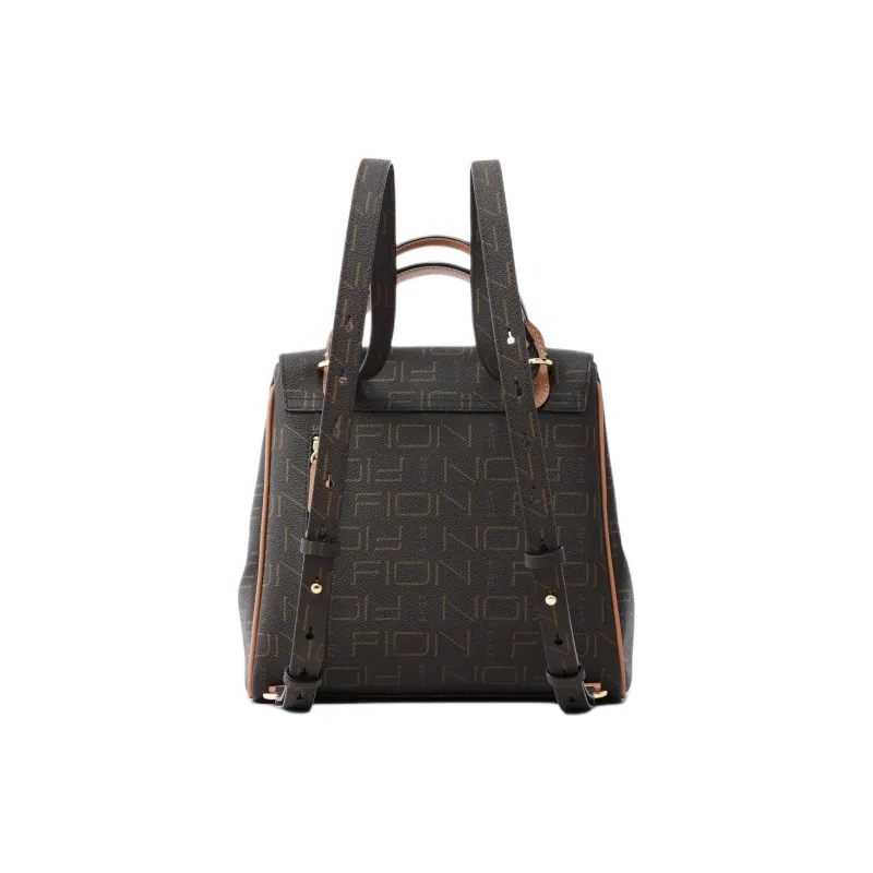 FION Coated Canvas Backpack Regular Women's Coffee/Camel-4