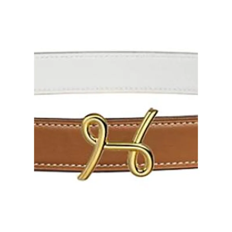 HERMES Calfskin Leather Belts Unisex Brown Width 2.4CM-2