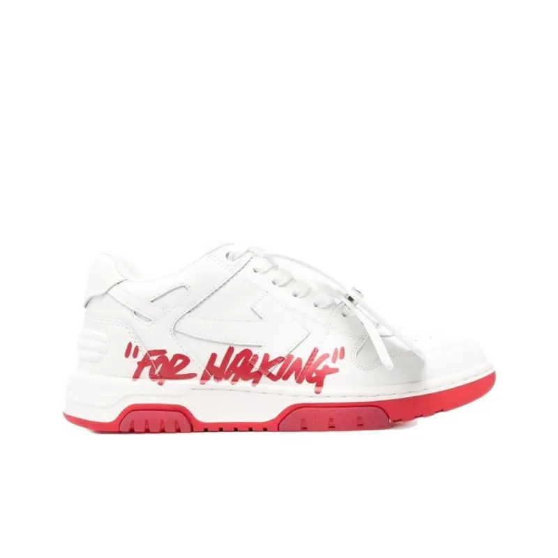 OFF WHITE Out Of Office 'OOO' Low Tops For Walking White White Red SS22-4