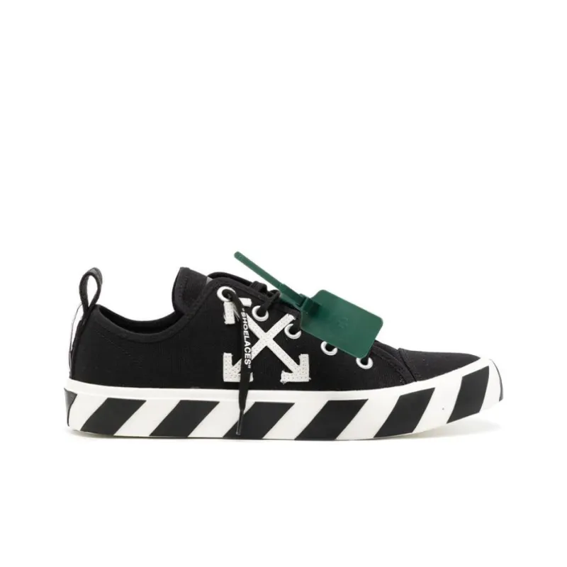 OFF WHITE Vulcanized Low Top Stylish Skateboarding Shoes Men's Black-1