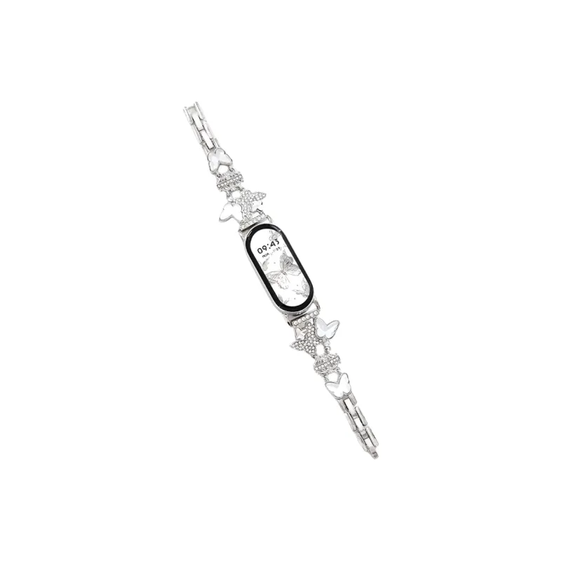FZRT Xiaomi Compatibility Watch Band Crown Butterfly Chain Metal Steel Band Quick Release Strap Metal-9