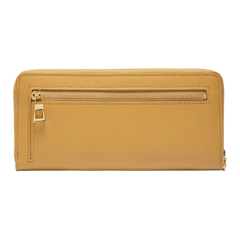 LOEWE Shiny Nappa Calfskin Wallet Women's Sahara Color & Deep Red-2
