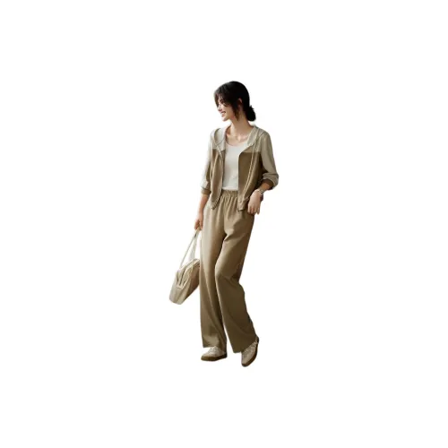 XWI Sweatshirt Sets Women's Beige And Khaki